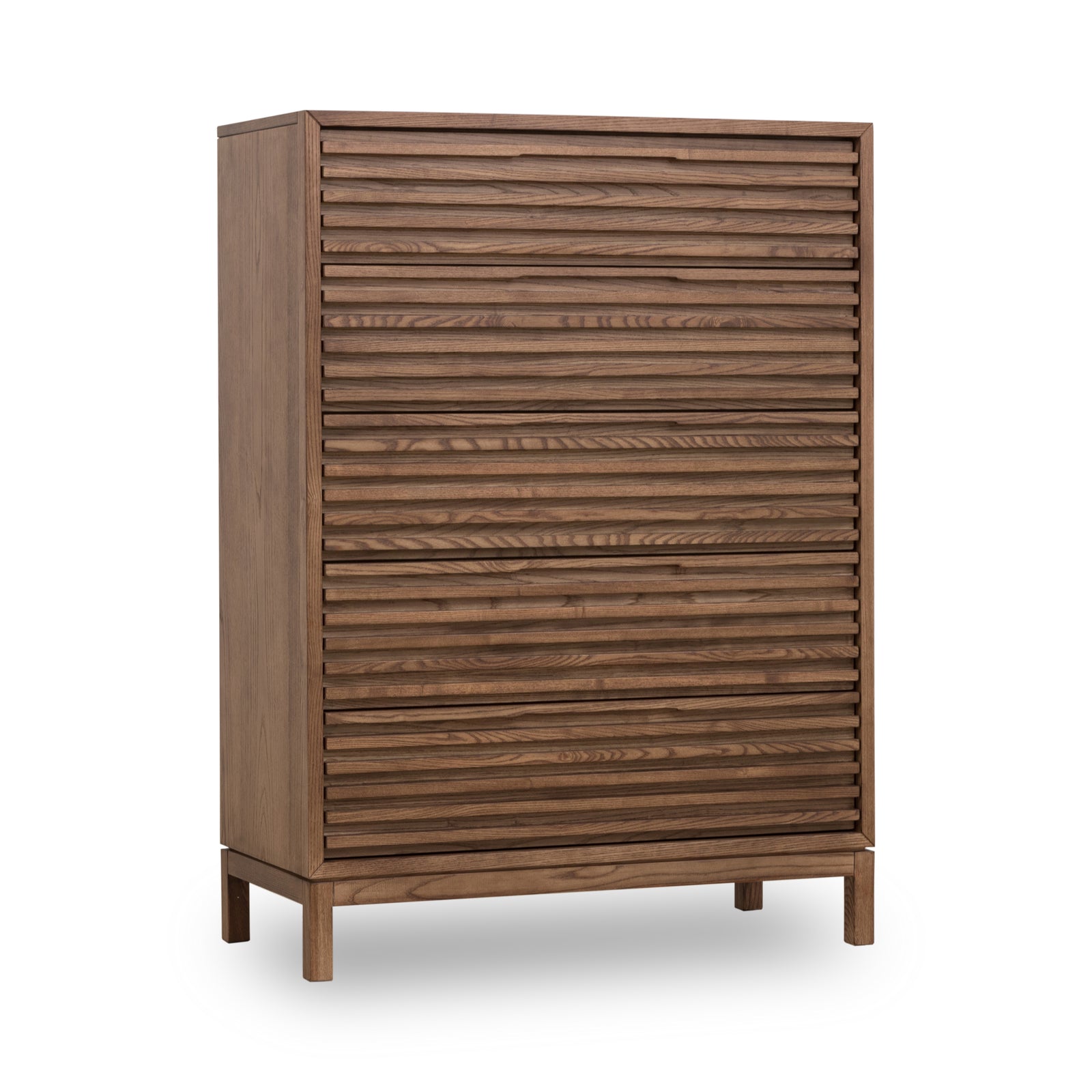 Tanner Five Drawer Ash Wood Chest in Roux