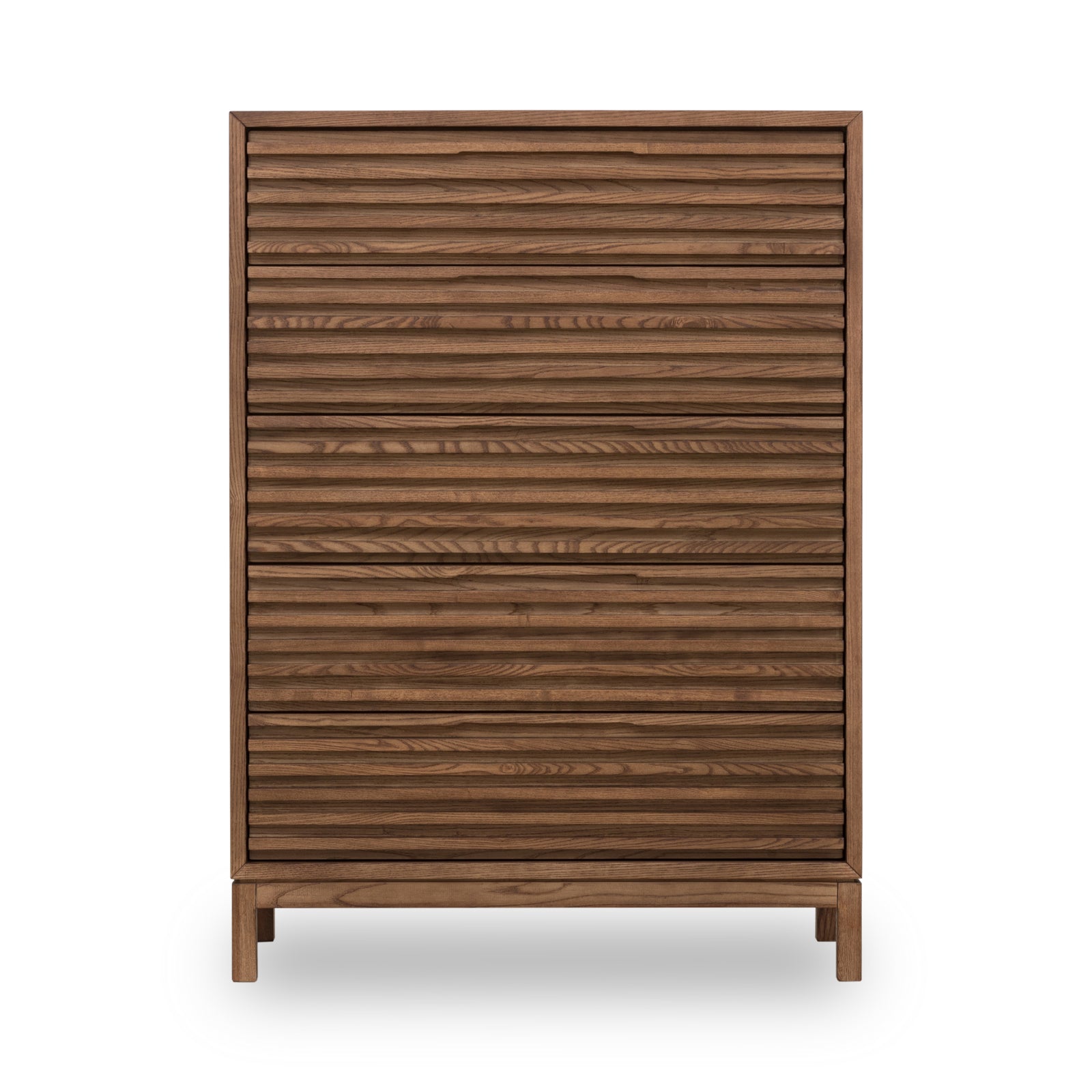 Tanner Five Drawer Ash Wood Chest in Roux — 2