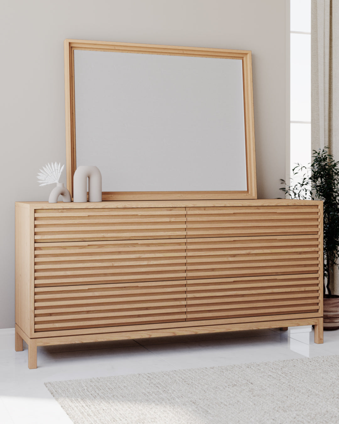 Tanner Six Drawer Ash Wood Dresser in Flaxen