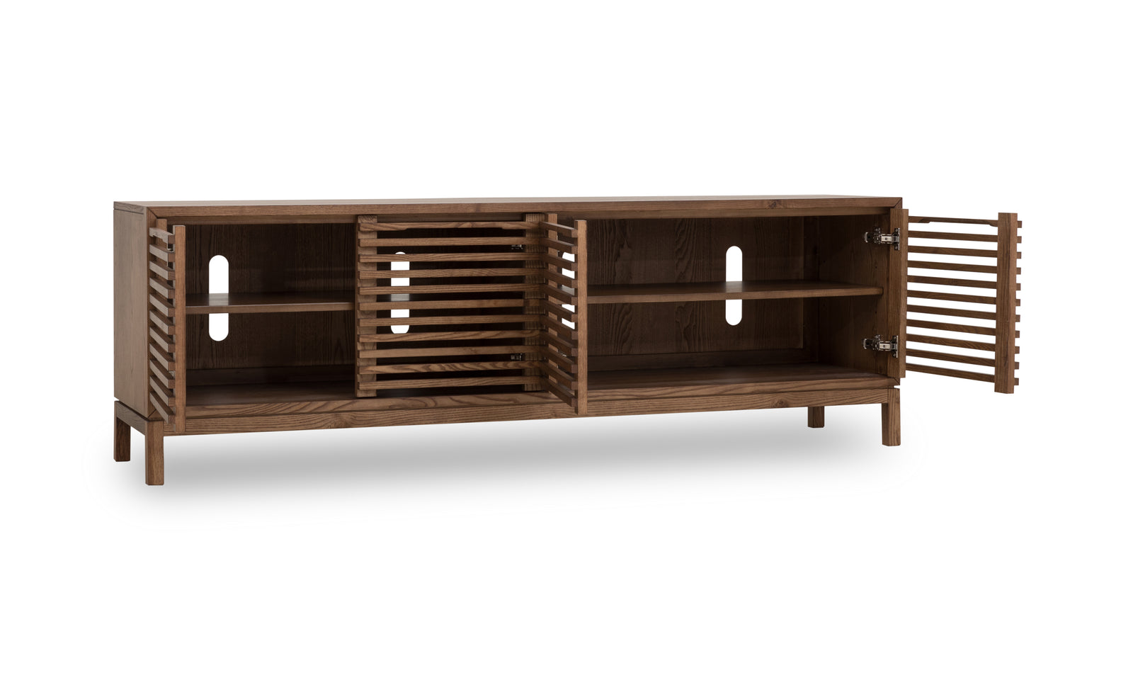 Tanner Four Door Ash Wood Media Console in Roux — 3