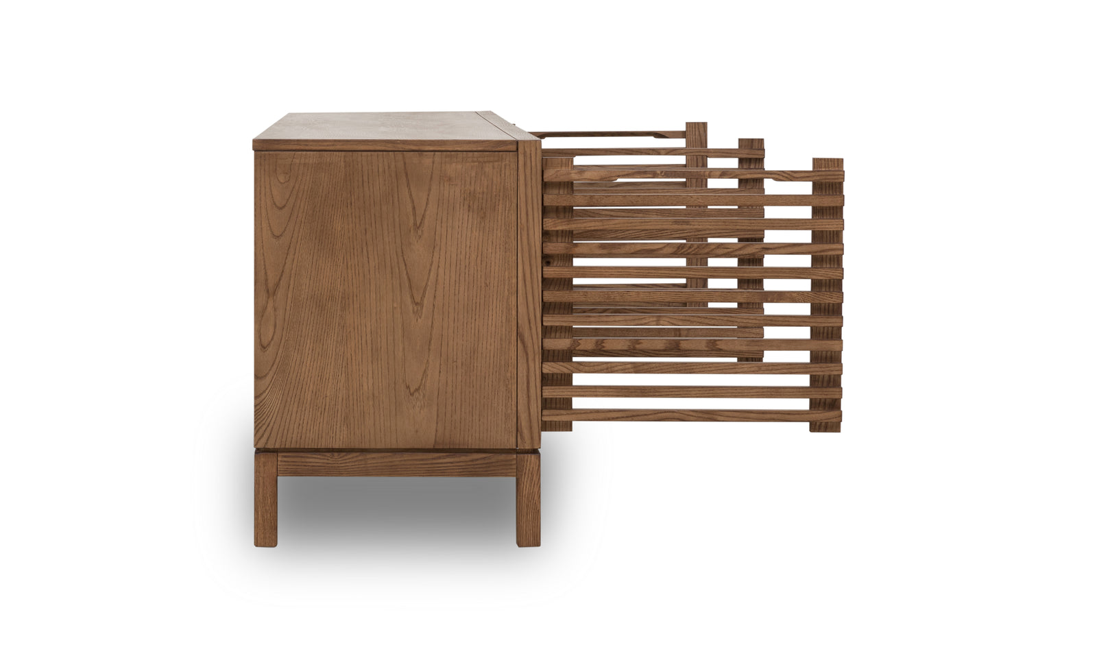 Tanner Four Door Ash Wood Media Console in Roux — 4