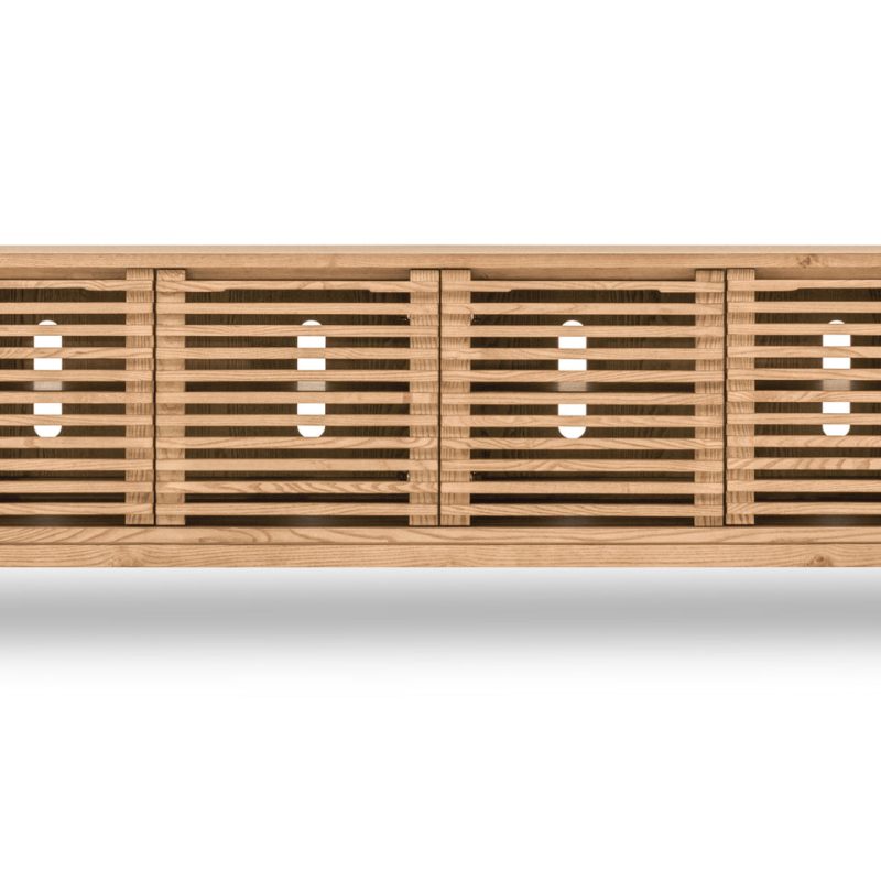 Tanner Four Door Ash Wood Media Console in Flaxen