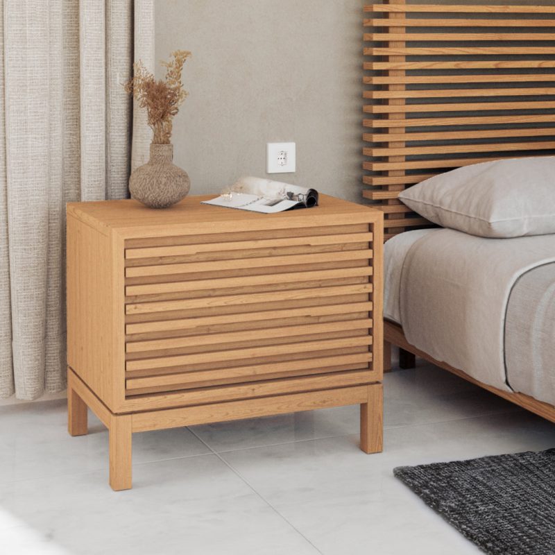 Tanner Two Drawer Ash Wood Nightstand in Flaxen