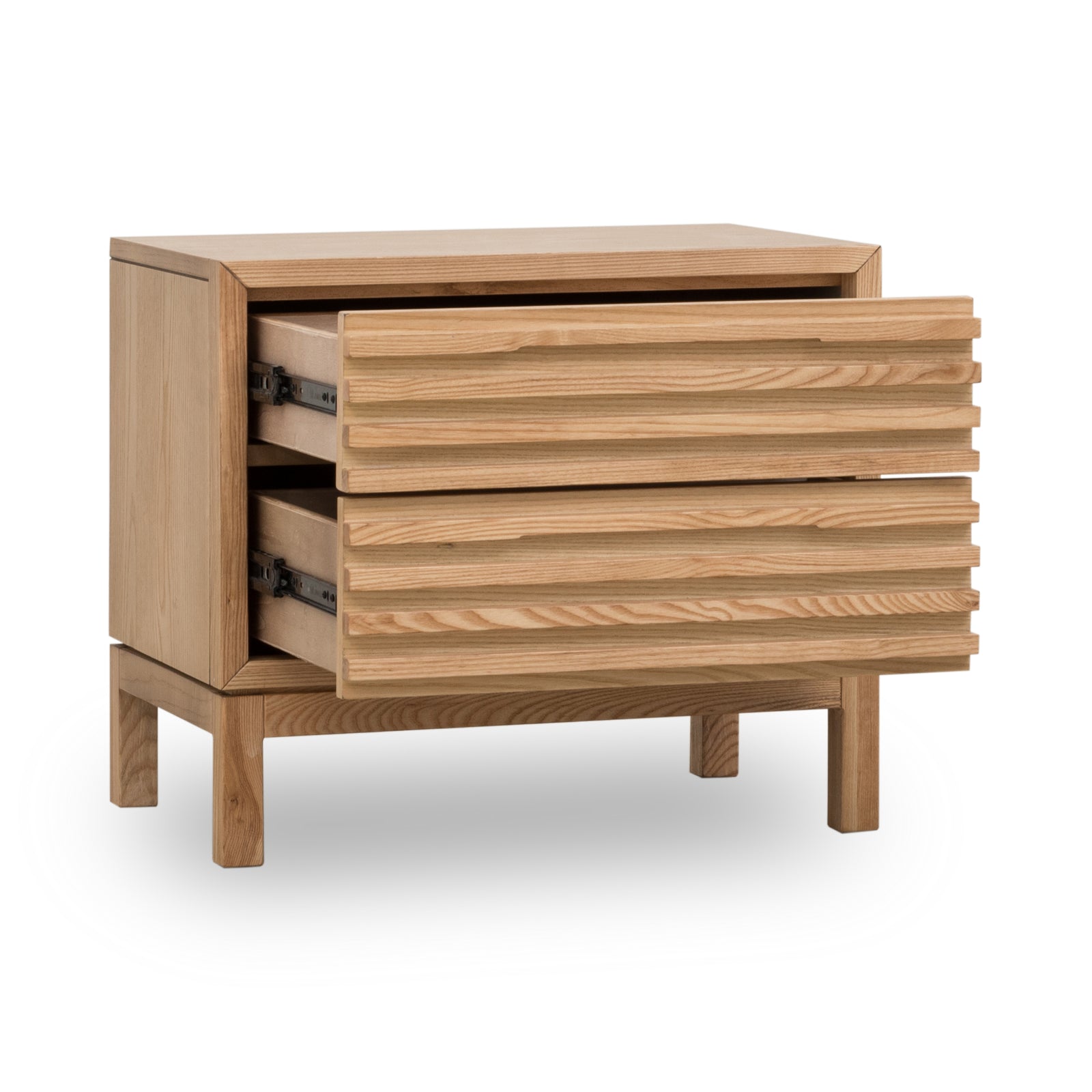 Tanner Two Drawer Ash Wood Nightstand in Flaxen — 4