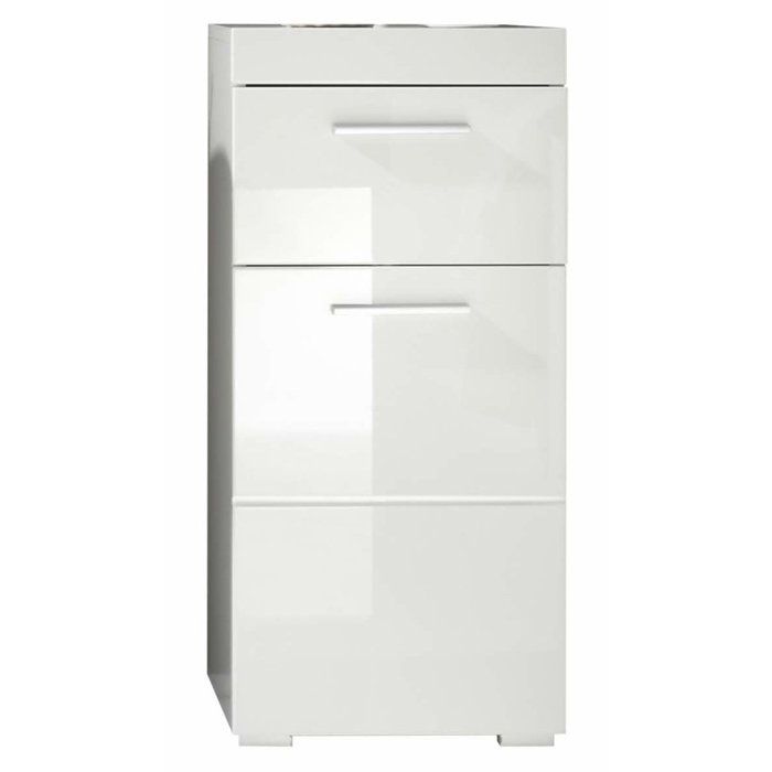 AMANDA Bathroom Base Cabinet, 1 Door and 1 Drawer, L37 x D31 x H79 cm, White, TRENDTEAM