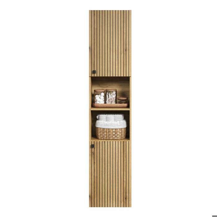 Bathroom Column Cabinet, Oak Effect, L40 x H186 x D31 cm, PURE BLISS — 5