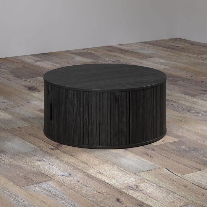 Essential Round Coffee Table, MDF, Black, Diameter 80 cm, Height 36 cm, RONIN — 4