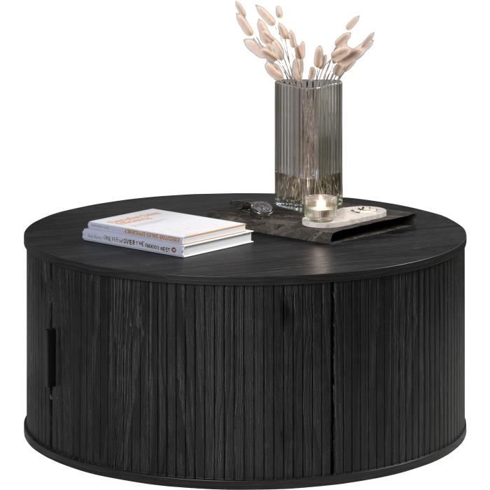Essential Round Coffee Table, MDF, Black, Diameter 80 cm, Height 36 cm, RONIN — 5