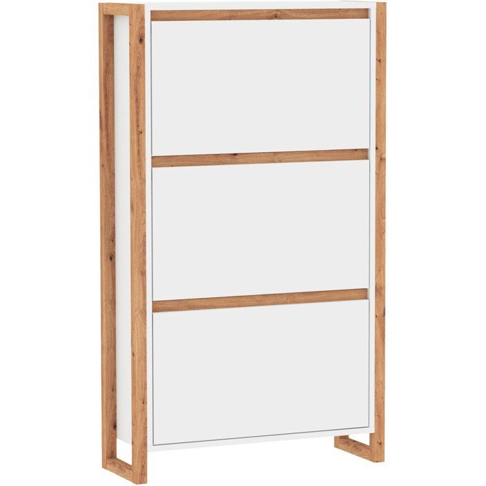 DENVER 49A Shoe Cabinet, White/Oak, 70 x 25 x 125 cm — 4