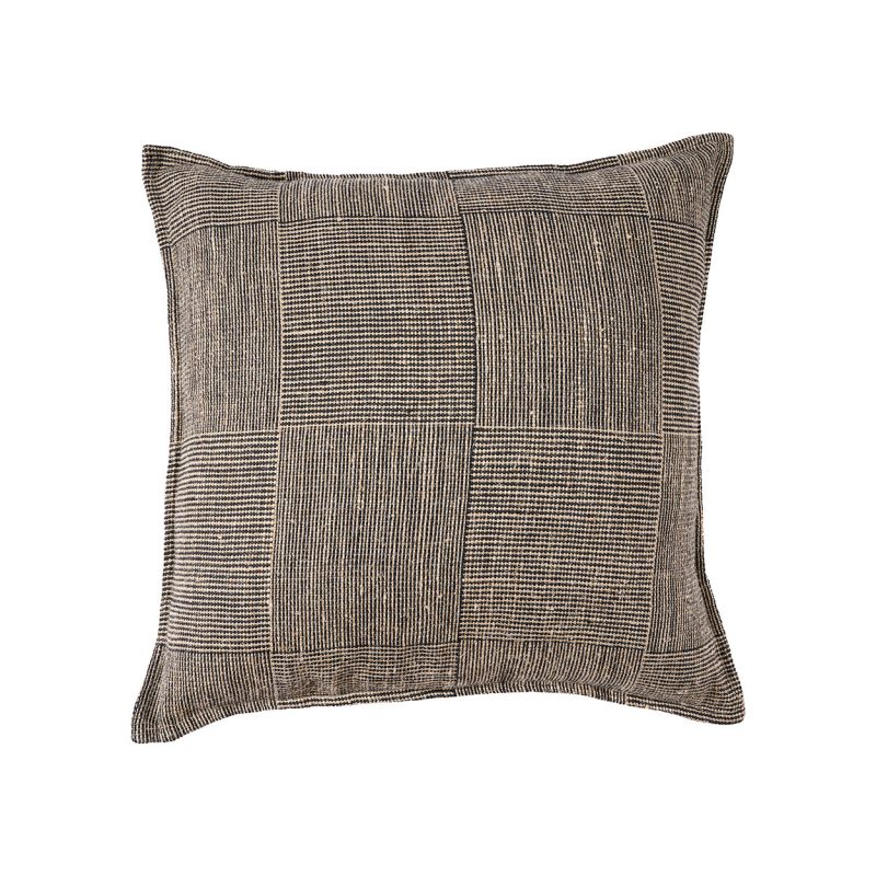 The Bloc Party Cushion Cover, Black Natural, 50x50