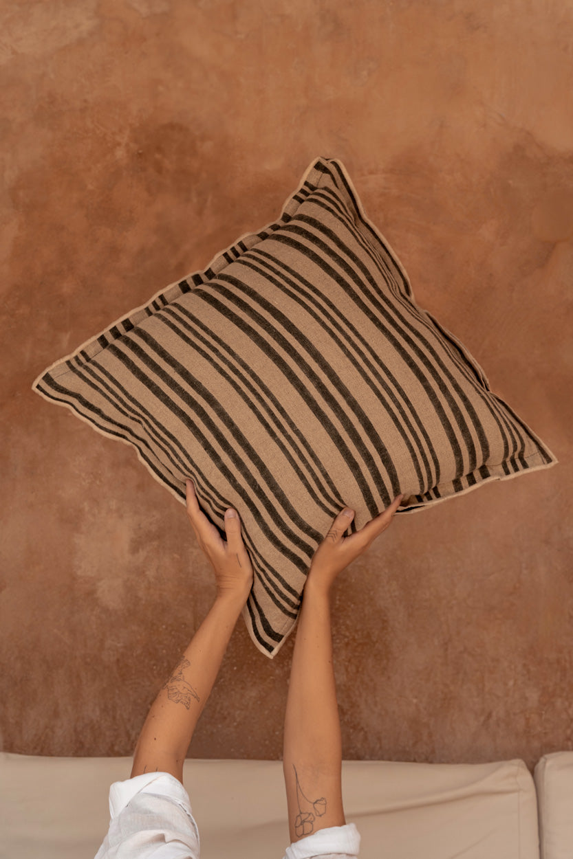 The Nordic Stripe Cushion Cover, Natural Black, 50x50 — 2