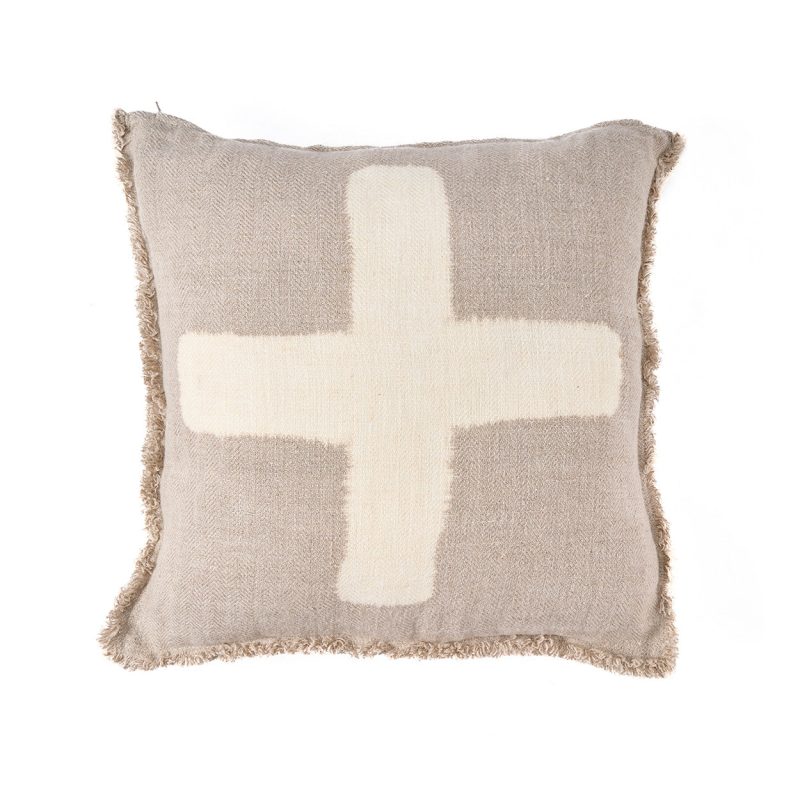 The Ivory Cross Cushion Cover, Natural White, 50x50