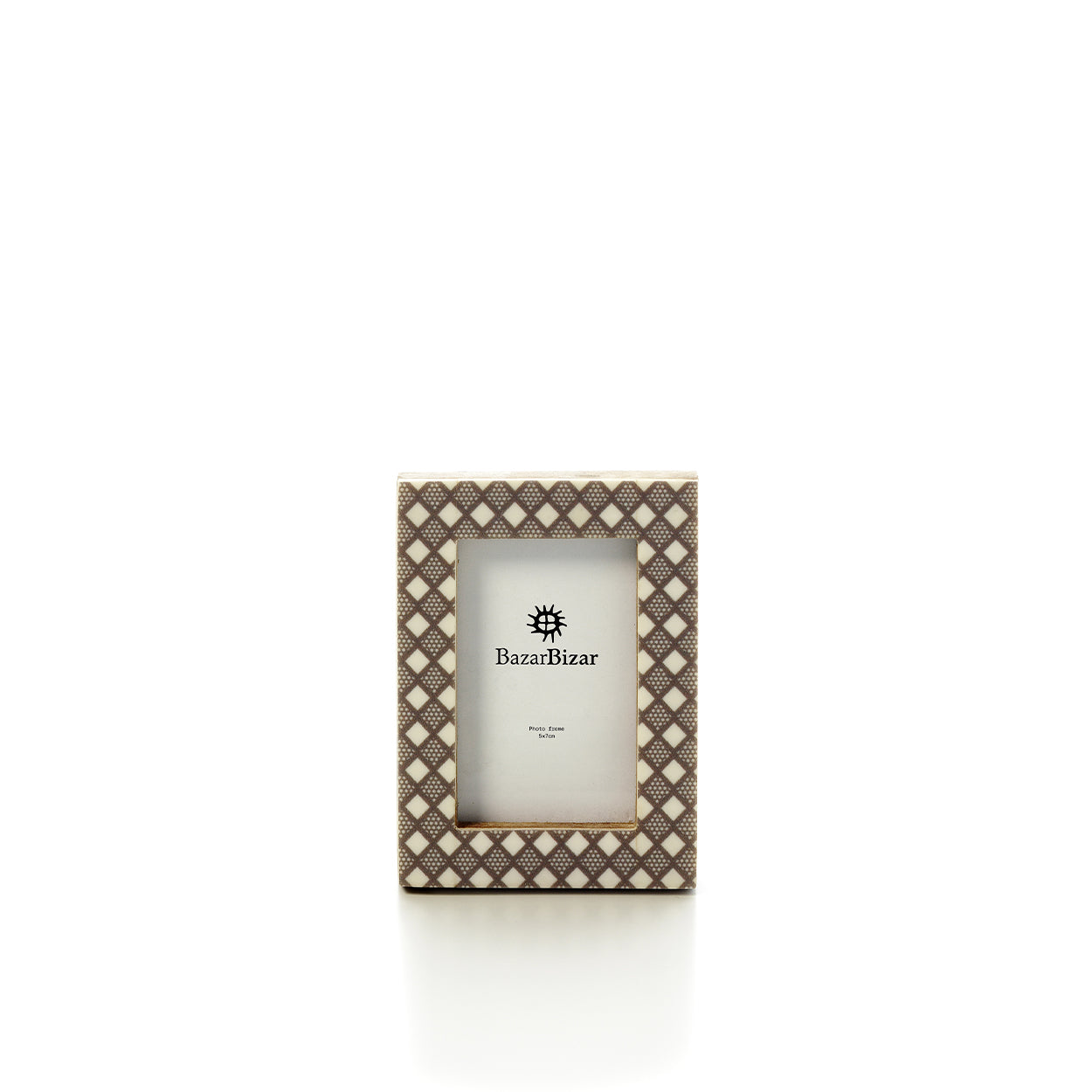 The Diamond Cut Frame, White Brown, 5x7