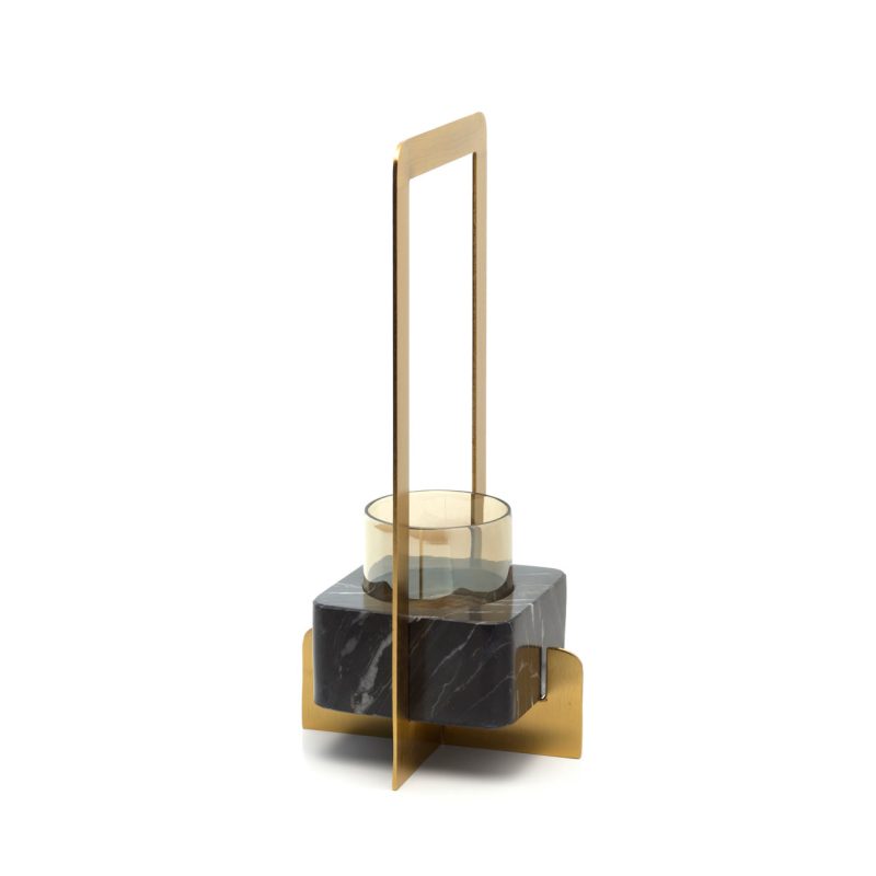 The Marbre d’Or Candle Holder, Gold Black, L