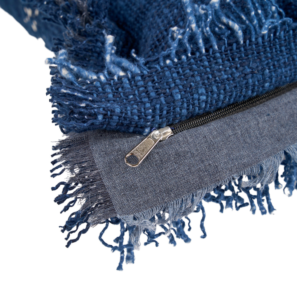 The Azure Fringe Cushion Cover, Indian Blue — 7