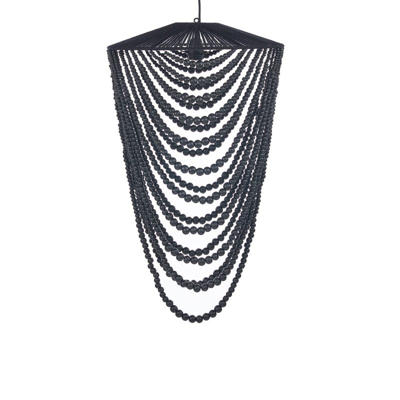 The Wooden Bead Chandelier, Black, L