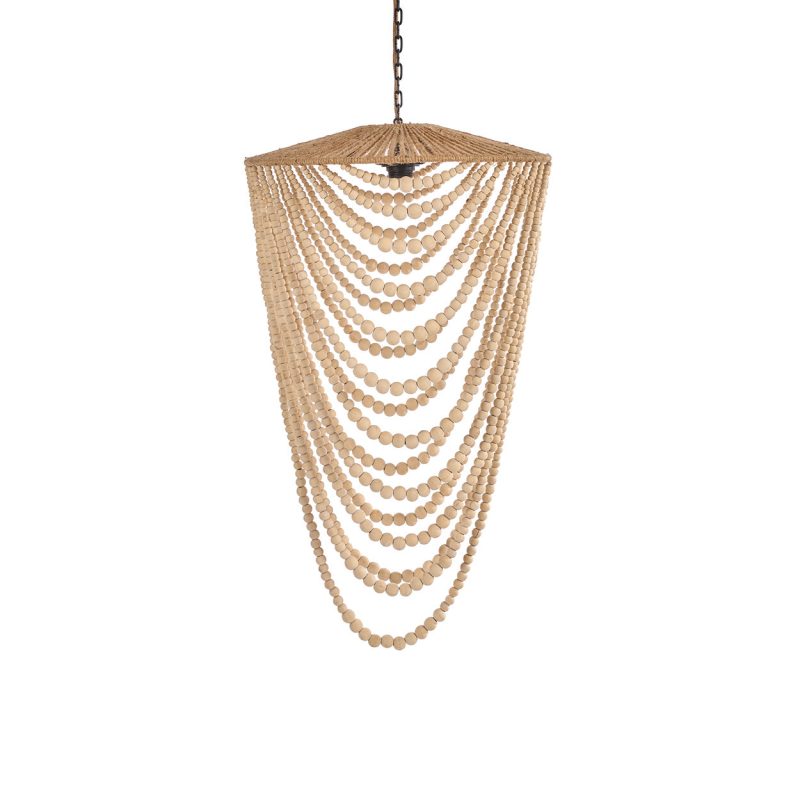 The Wooden Bead Chandelier, Natural, L
