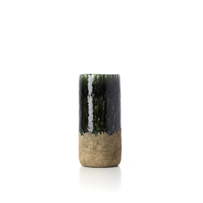 The Moss Cylinder Vase, Concrete Green, M