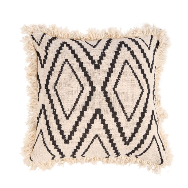 The Sahara Diamond Cushion Cover, Natural Black