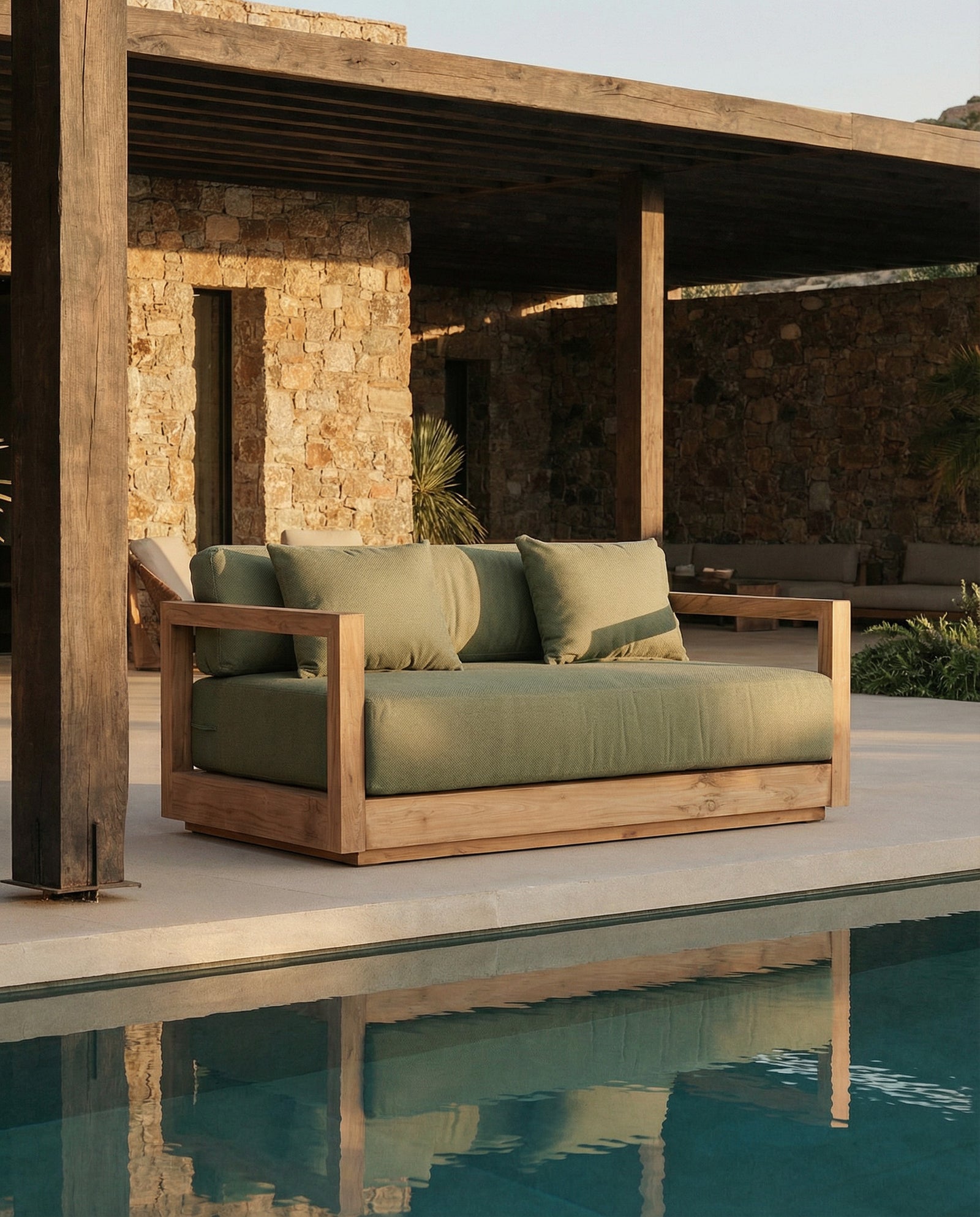 The Umalas Two Seater Sofa, Outdoor, Green Alga — 2