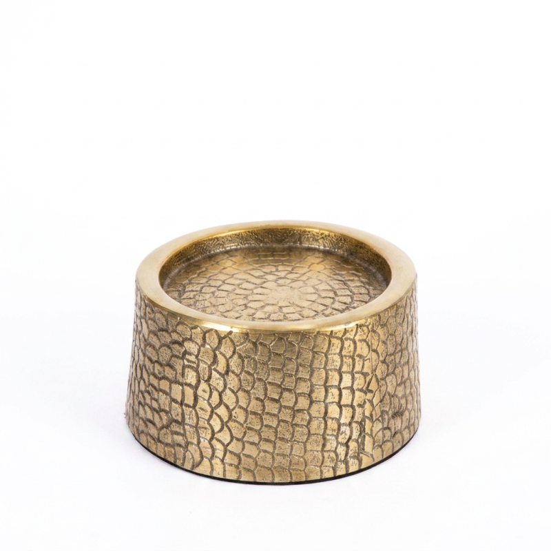 The Croco Candle Holder with Glass, Brass, M