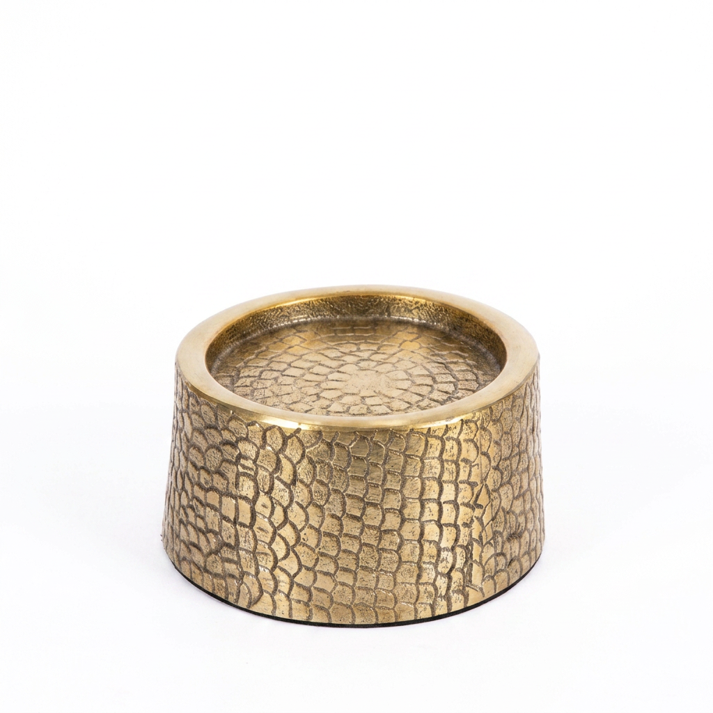 The Croco Candle Holder with Glass, Brass, M