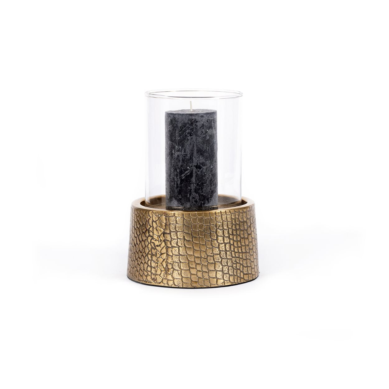The Croco Candle Holder with Glass, Brass, L — 5