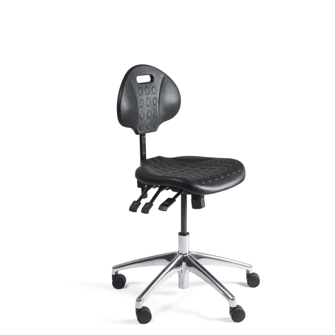 Workliving Work Chair PU Low, Aluminium Base, Castors, (N)EN 1335, Counter Chair, Checkout Chair