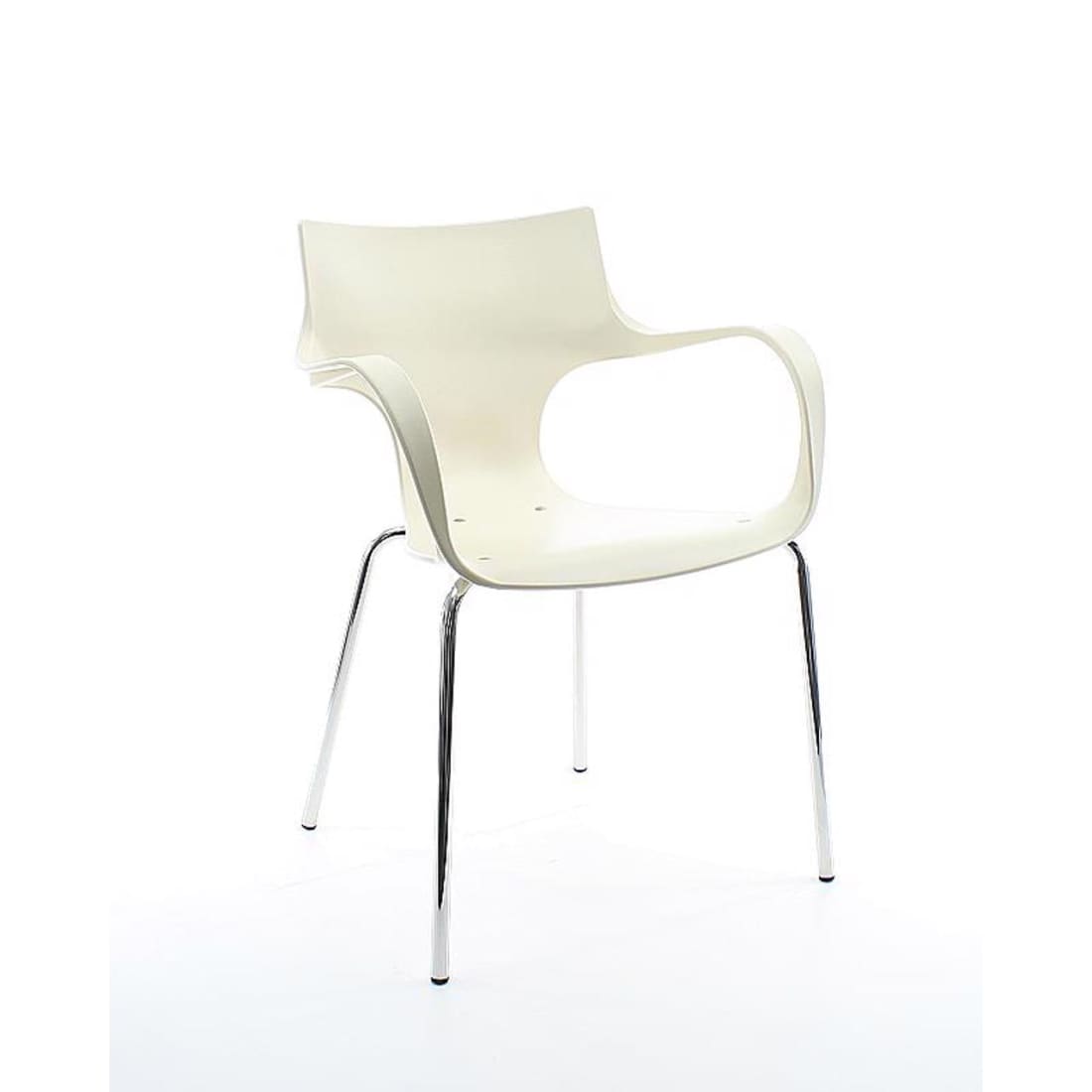 Workliving Jim Stackable Chair, Vanilla, Aluminium Frame