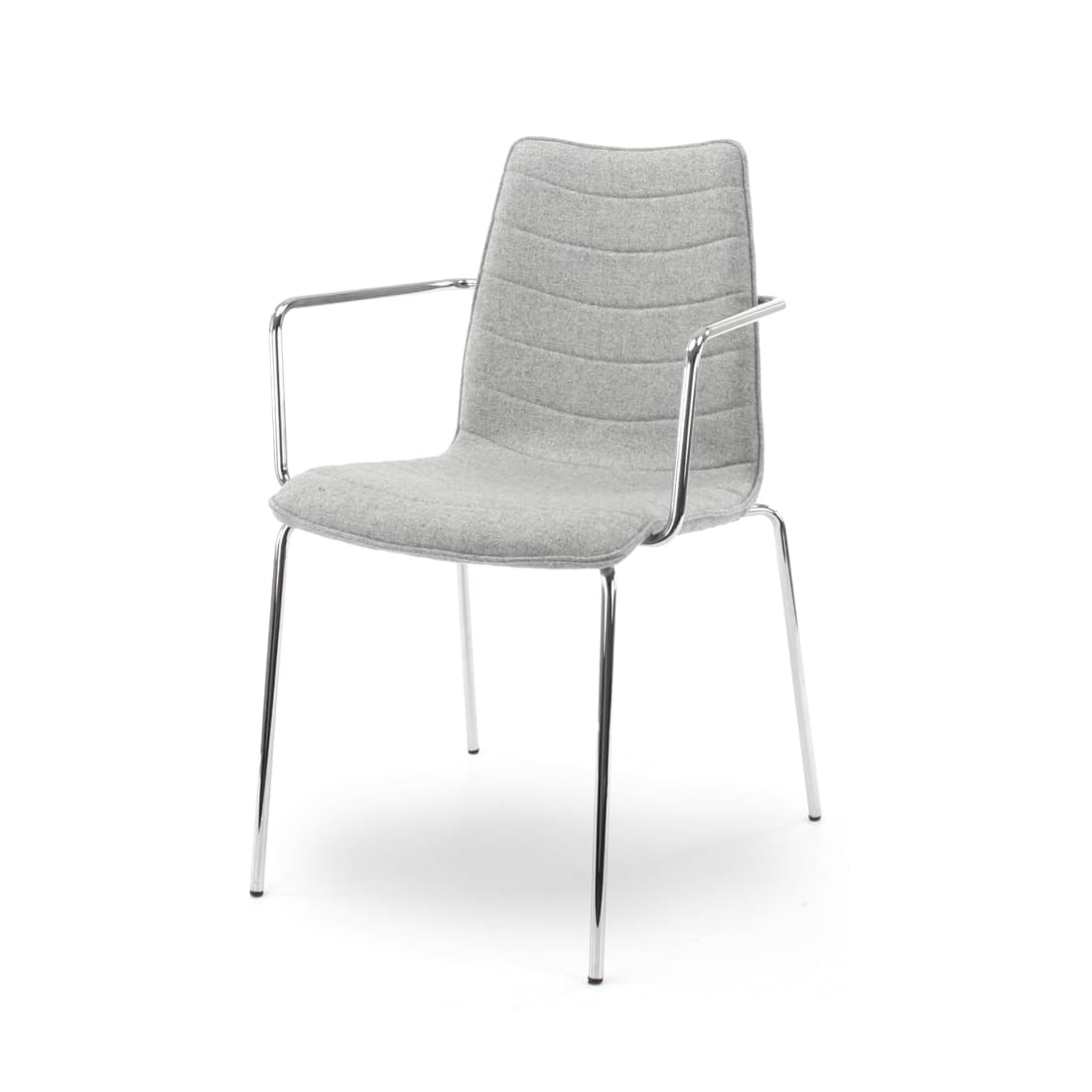 Workliving Verona Dining Chair / Conference Chair with Armrests, Light Grey Wool Felt, Chrome Frame