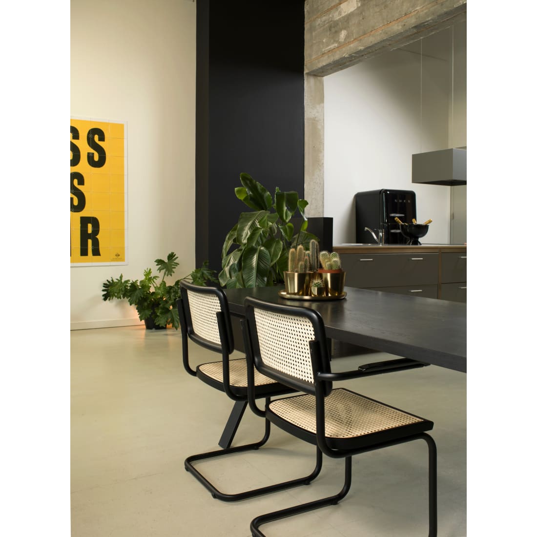 Workliving Bas Dining Chair, Rattan Design, Black — 7