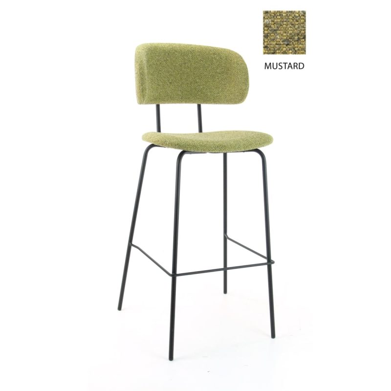Workliving Society Bo High Bar Stool, Bouclé Mustard