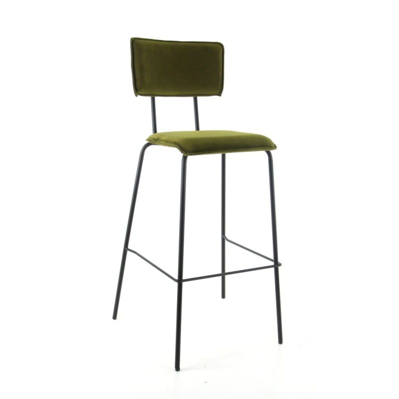Workliving Bo High Bar Stool, Velvet Earth Army