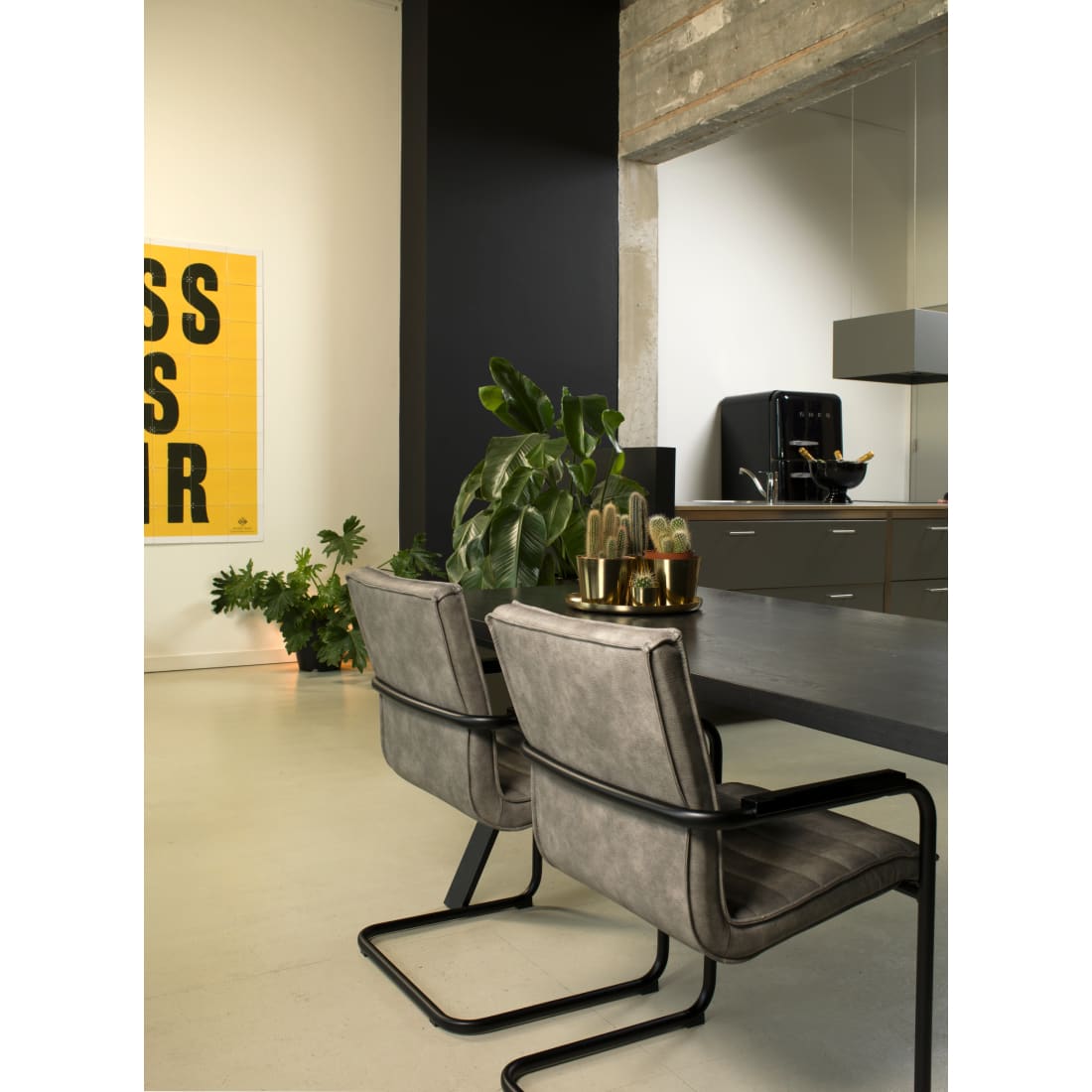 Workliving Haven Dining Chair, Vegan Leather, Grey — 3