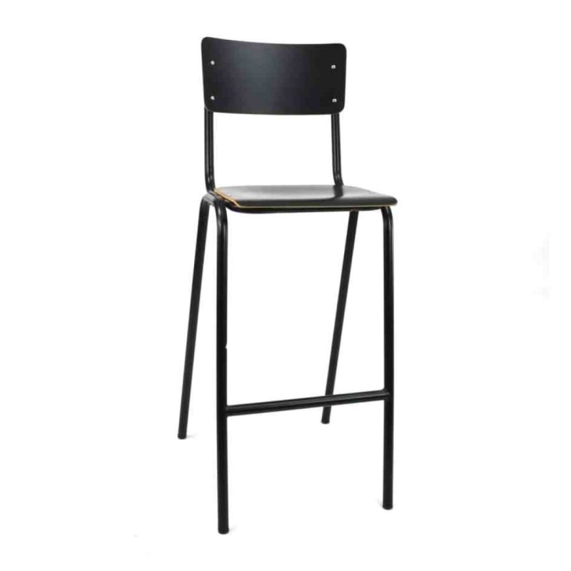Workliving School Bar Stool, Wooden Design, Black