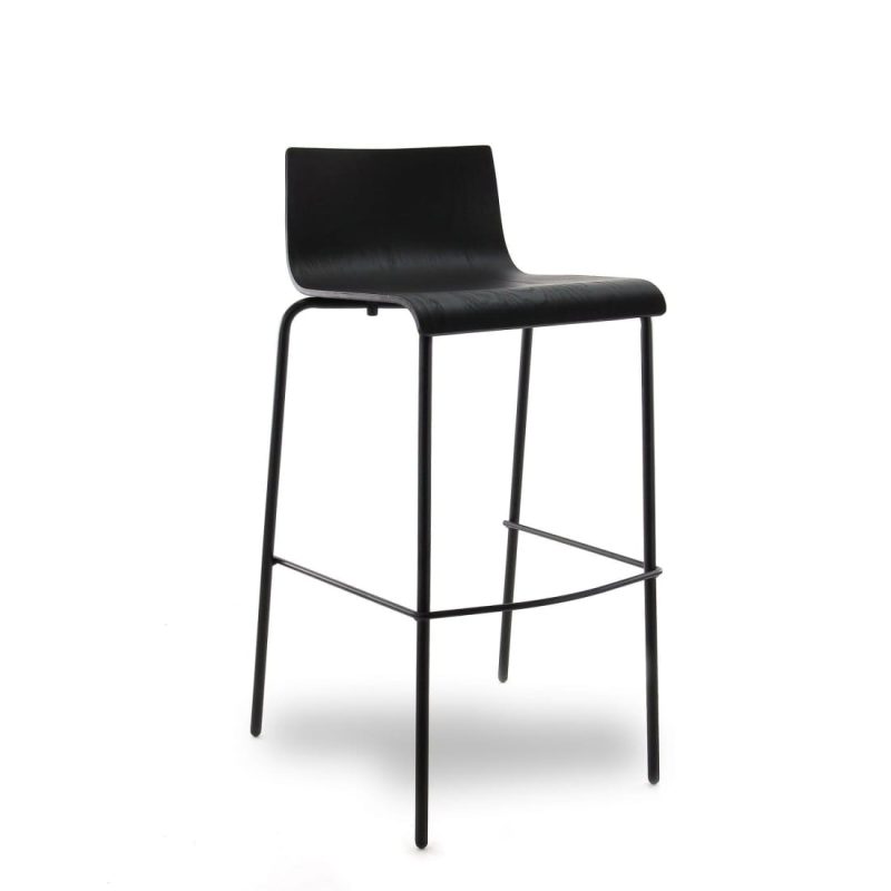 Workliving Bar Stool, Pure Oak, Black
