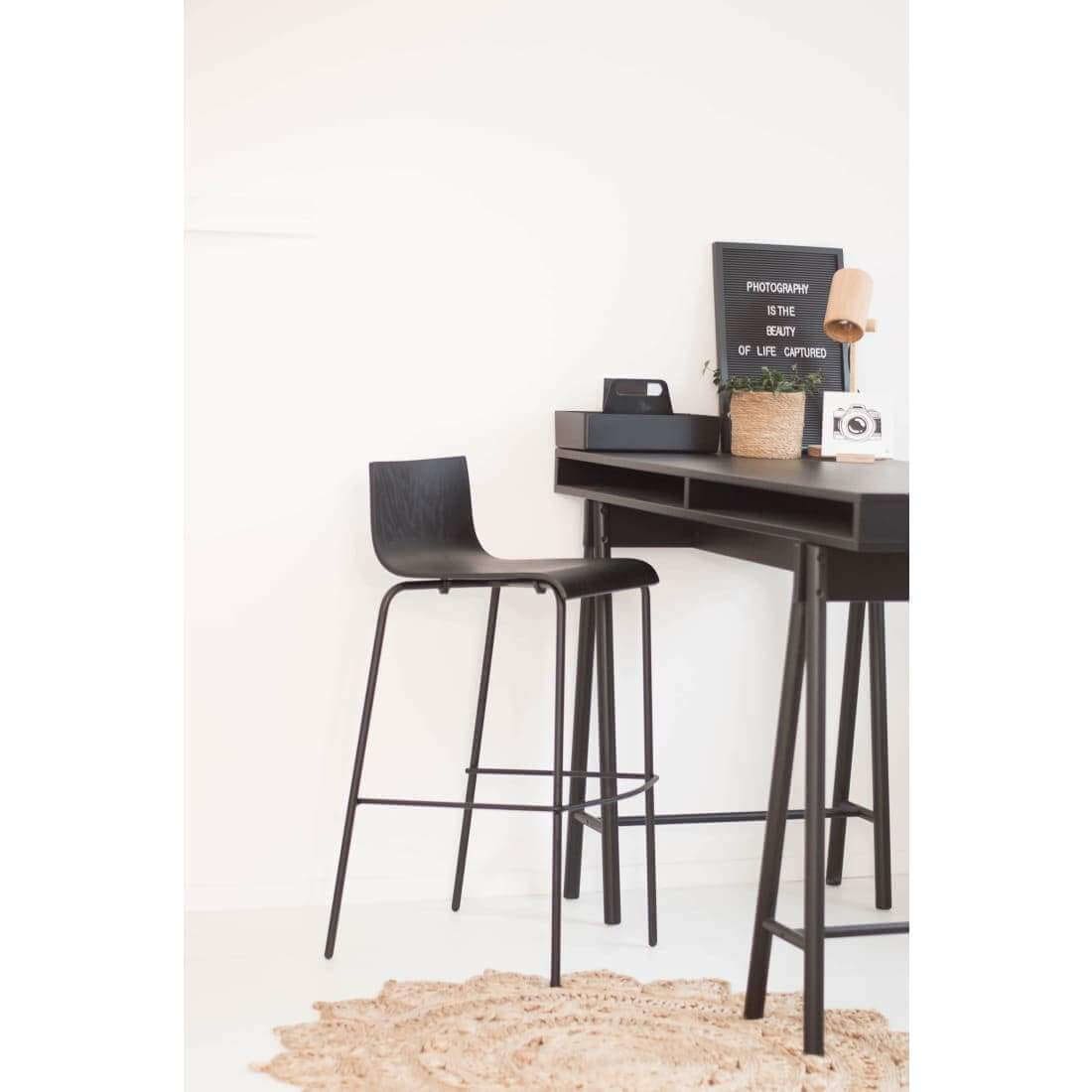 Workliving Bar Stool, Pure Oak, Black — 2