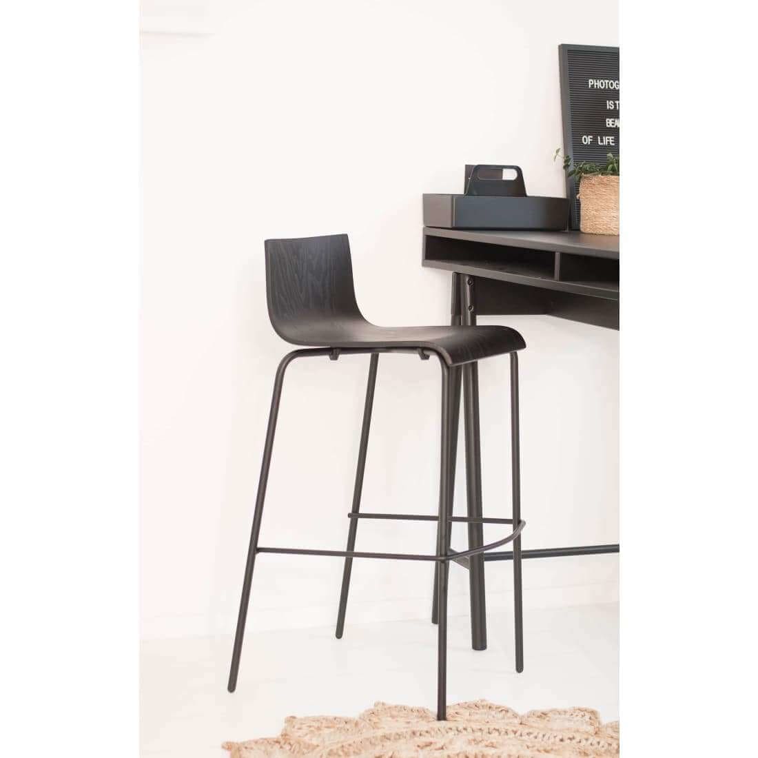 Workliving Bar Stool, Pure Oak, Black — 3