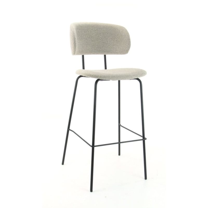 Workliving Society Bo High Bar Stool, Bouclé Shitake