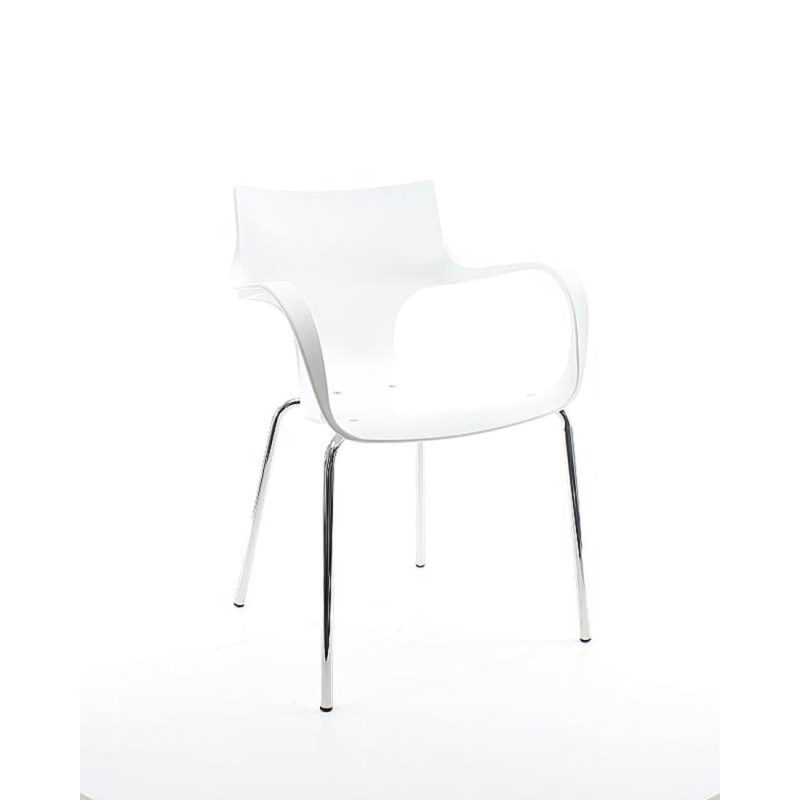 Workliving Jim Stackable Chair, White, Aluminium Frame