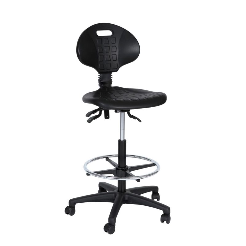 Workliving B PUR High Work Chair, Nylon Base, Castors, Foot Ring, Counter Chair, Checkout Chair (Unassembled)