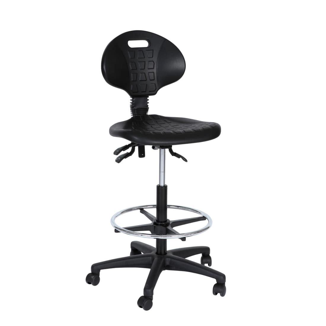 Workliving B PUR High Work Chair, Nylon Base, Castors, Foot Ring, Counter Chair, Checkout Chair (Unassembled)