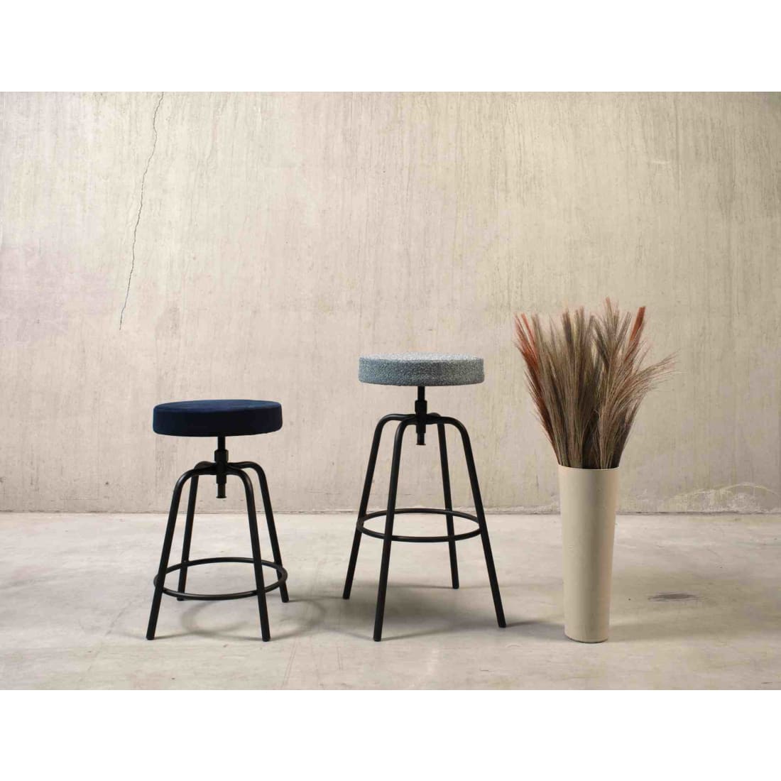 Workliving Low Round Bar Stool, Society Bouclé Mustard — 3
