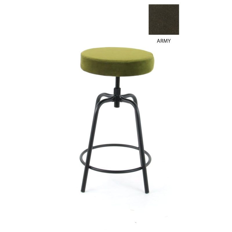 Workliving Low Round Bar Stool, Velvet Earth Army