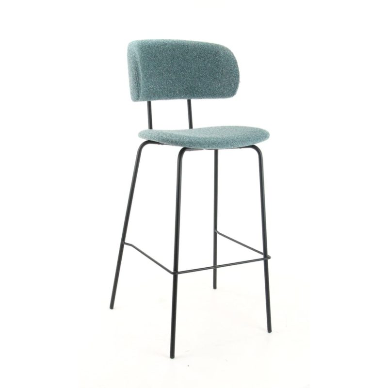 Workliving Society Bo High Bar Stool, Bouclé Petrol