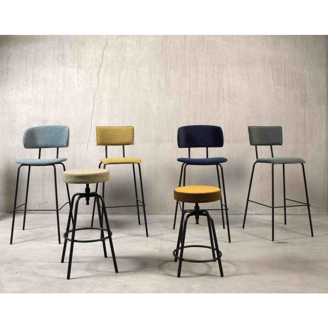 Workliving Society Bo High Bar Stool, Bouclé Petrol — 5