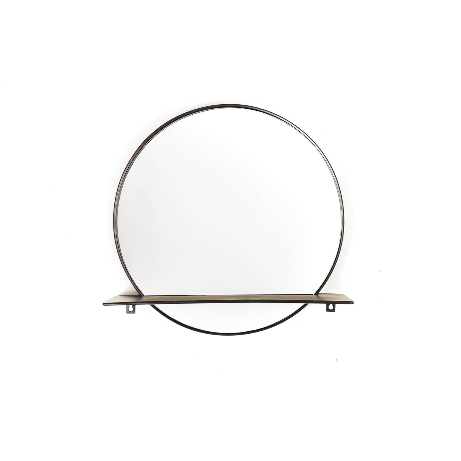 Mirror, Round, Metal, With Shelf, Black, Ø40cm