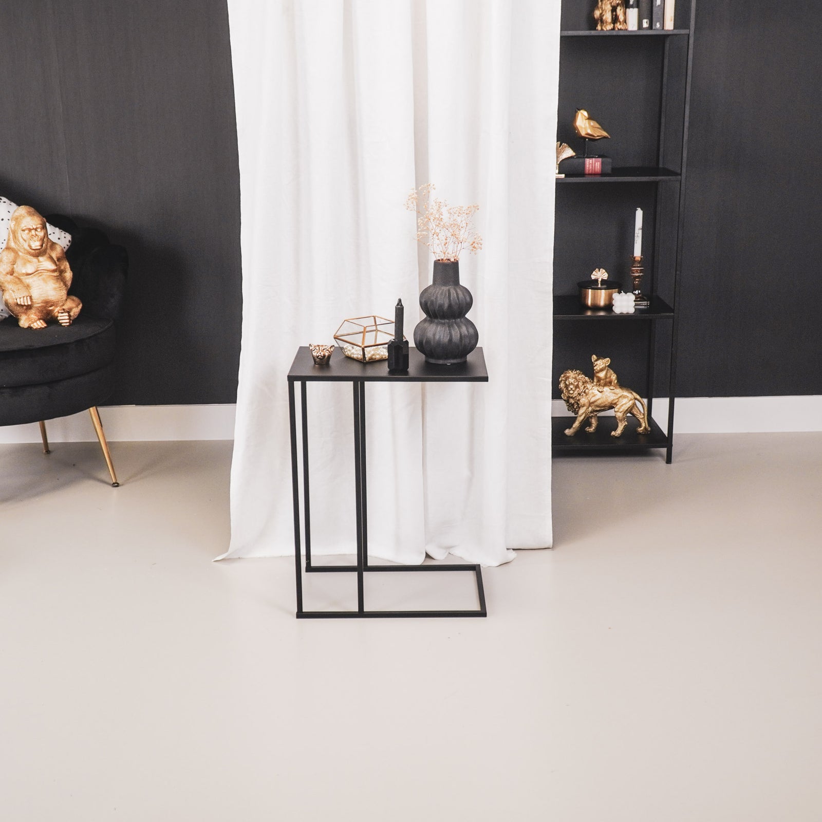 Side Table, Metal, Black, 45x30x60cm — 5