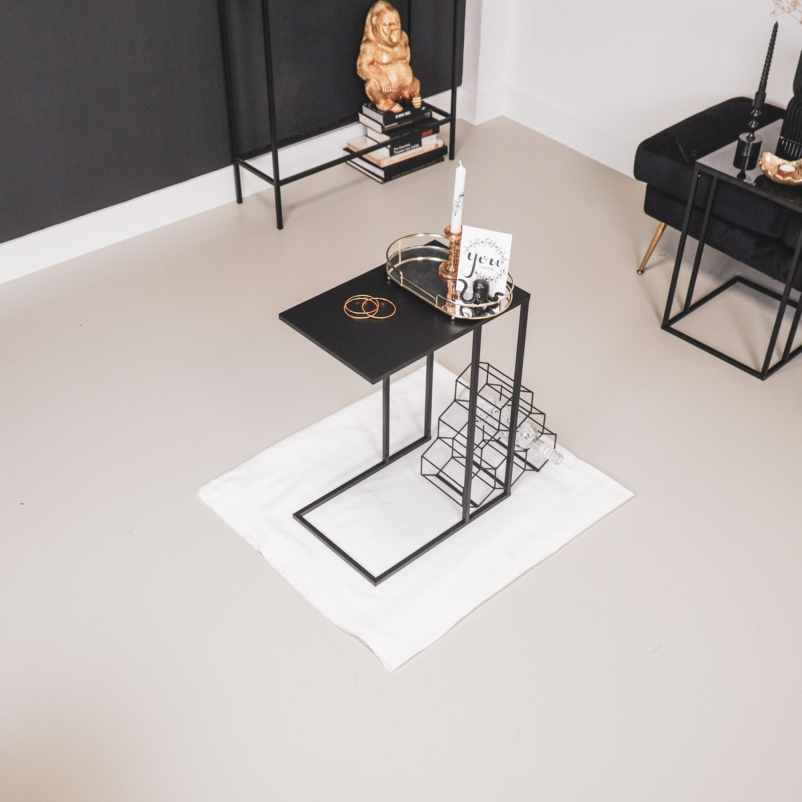 Side Table, Metal, Black, 45x30x60cm — 6