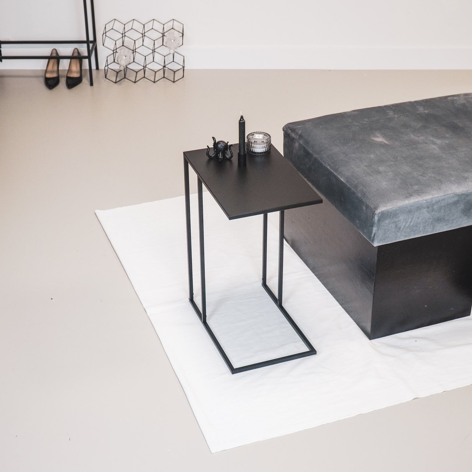 Side Table, Metal, Black, 45x30x60cm — 7